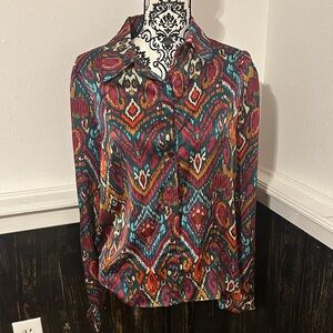 SHEIN Multicolor Geometric Button Down Shirt